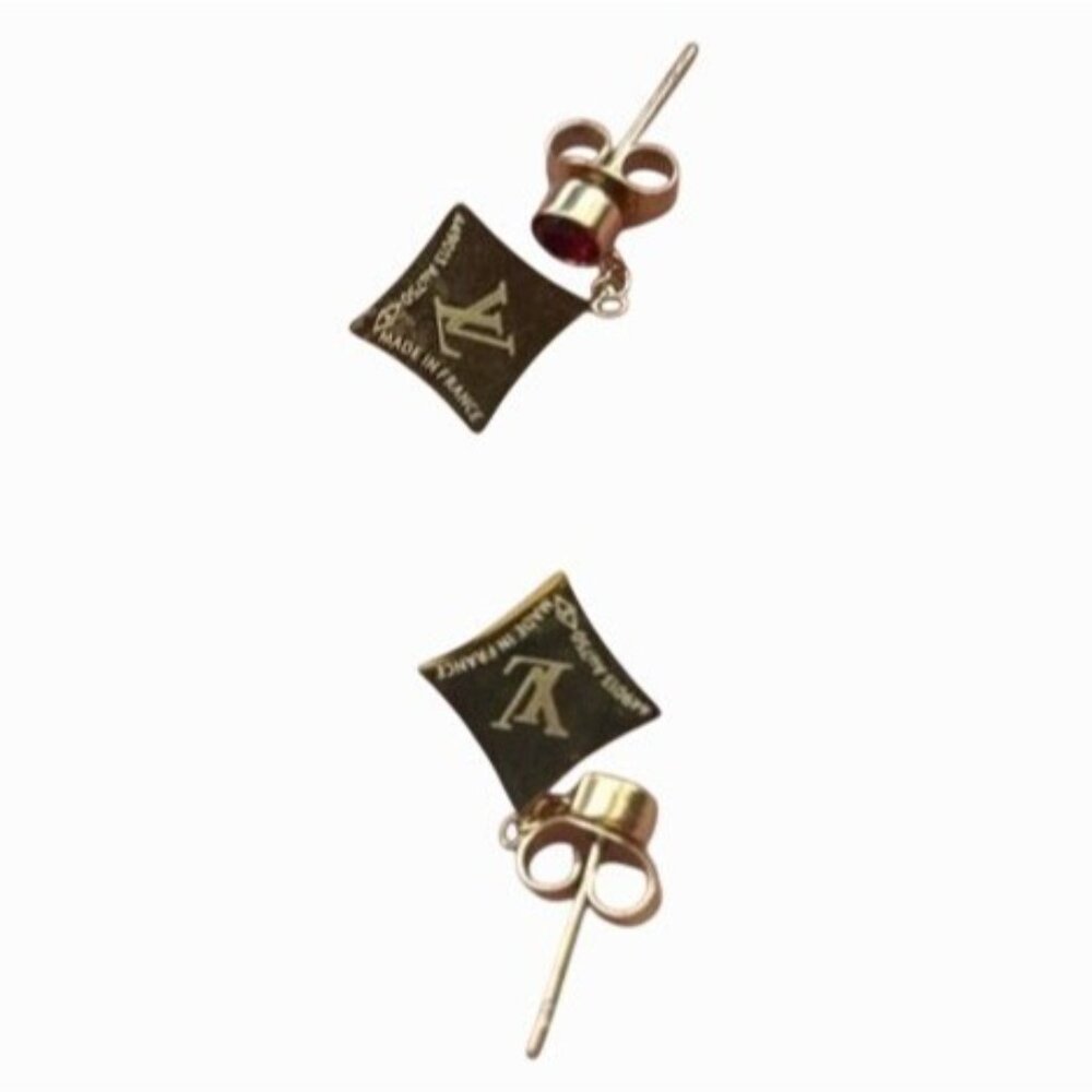 Louis Vuitton 18k Gold & Enamel Flower Drop Earrings Stamped Made In France - Picture 7 of 7